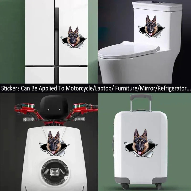 Car Sticker Self-adhesive 3D Decal German Shepherd Pet Dog Sticker Waterproof Auto Decors on Bumper Rear Window Sticker