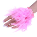 Ostrich Feather Cuff Wrist Sleeve Women Real Fur Ostrich Feather Cuffs Feather Cuff Snap Bracelet Clap On Satin Shirts Elegant