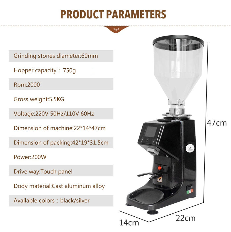 XEOLEO Electric Coffee grinder 200W Espresso coffee grinder Flat whetstone Coffee miller Touch panel Bean crush maker 750g