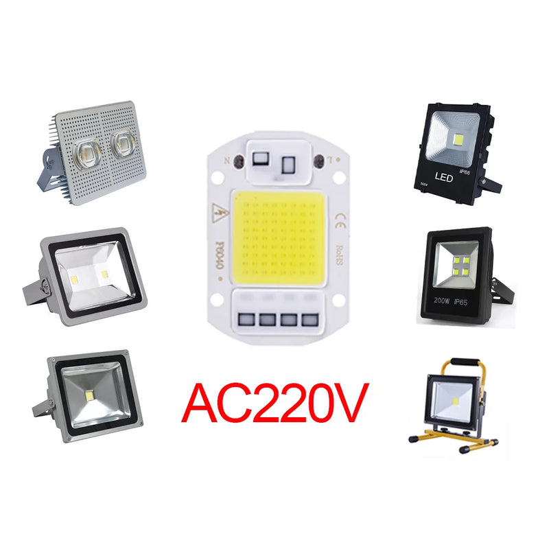 LED COB Chip 20W 30W 50W AC 220V Smart IC No Need Driver LED Lamp Beads  DIY Flood Light Spotlight floodlight outdoor chip light