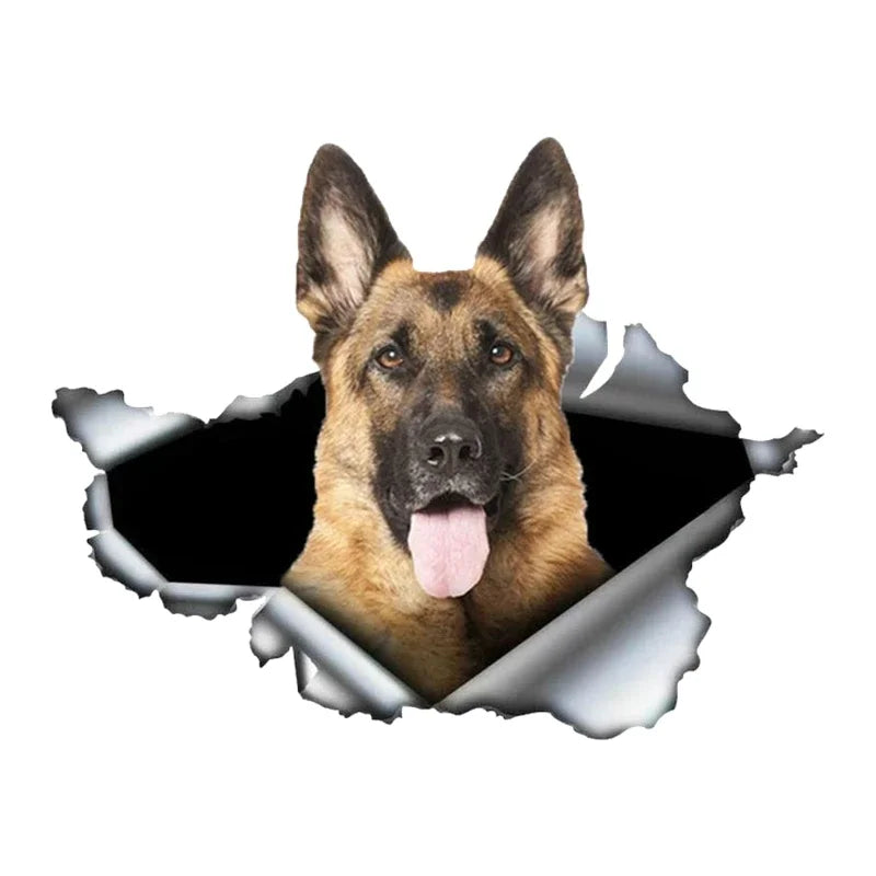 Car Sticker Self-adhesive 3D Decal German Shepherd Pet Dog Sticker Waterproof Auto Decors on Bumper Rear Window Sticker