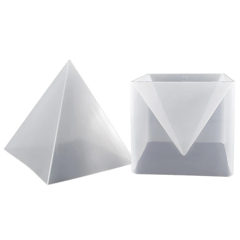 Large Crystal Drop Glue DIY Pyramid Cube Mold Opposite Mirror Energy Tower AB Safety Silicone Material Home Handmade Supplies