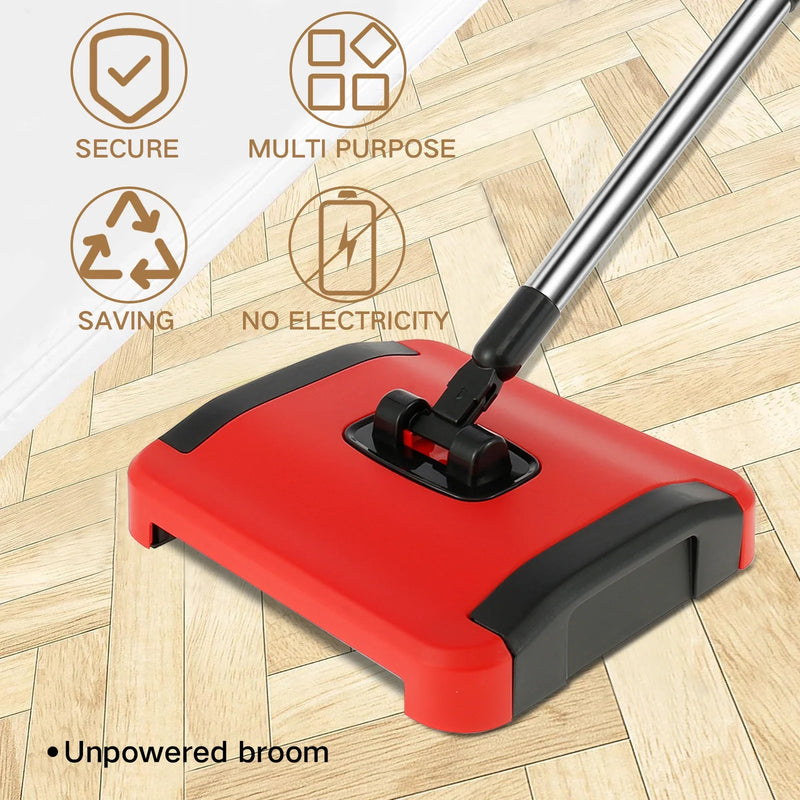 Carpet Floor Sweeper with Horsehair Manual Carpet Sweeper Cleaner Non-Electric Carpet Broom Sweeper Hand Push Automatic Broom