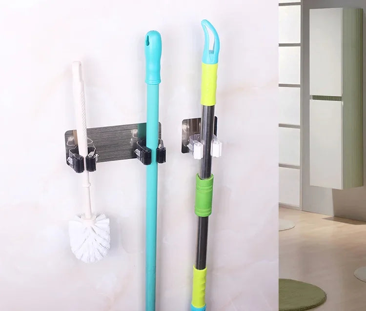 Wall Mounted Mop Organizer Holder Brush Broom Hanger Home Storage Rack Bathroom Suction Hanging Pipe Hooks Household Tools Home