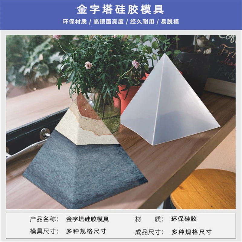 Large Crystal Drop Glue DIY Pyramid Cube Mold Opposite Mirror Energy Tower AB Safety Silicone Material Home Handmade Supplies