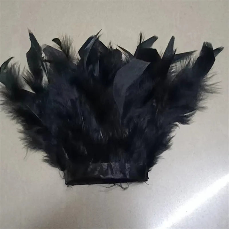 Ostrich Feather Cuff Wrist Sleeve Women Real Fur Ostrich Feather Cuffs Feather Cuff Snap Bracelet Clap On Satin Shirts Elegant