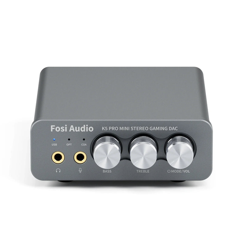 Fosi Audio K5 PRO USB Gaming DAC With Microphone Headphone Amplifier Mini Audio DAC for PS5 Desktop Powered Active Speakers