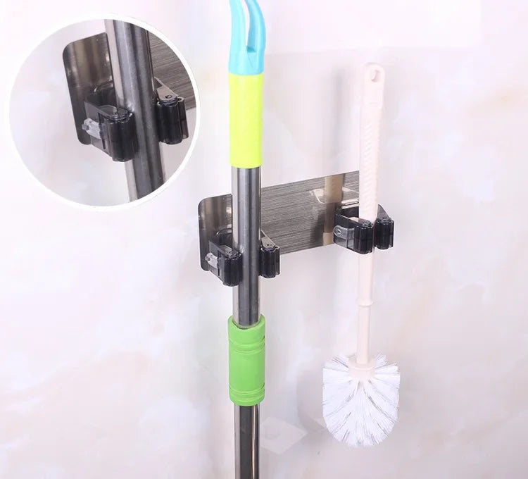 Wall Mounted Mop Organizer Holder Brush Broom Hanger Home Storage Rack Bathroom Suction Hanging Pipe Hooks Household Tools Home