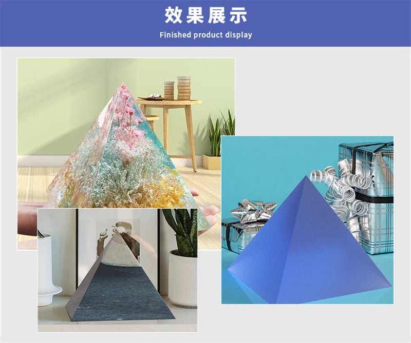 Large Crystal Drop Glue DIY Pyramid Cube Mold Opposite Mirror Energy Tower AB Safety Silicone Material Home Handmade Supplies