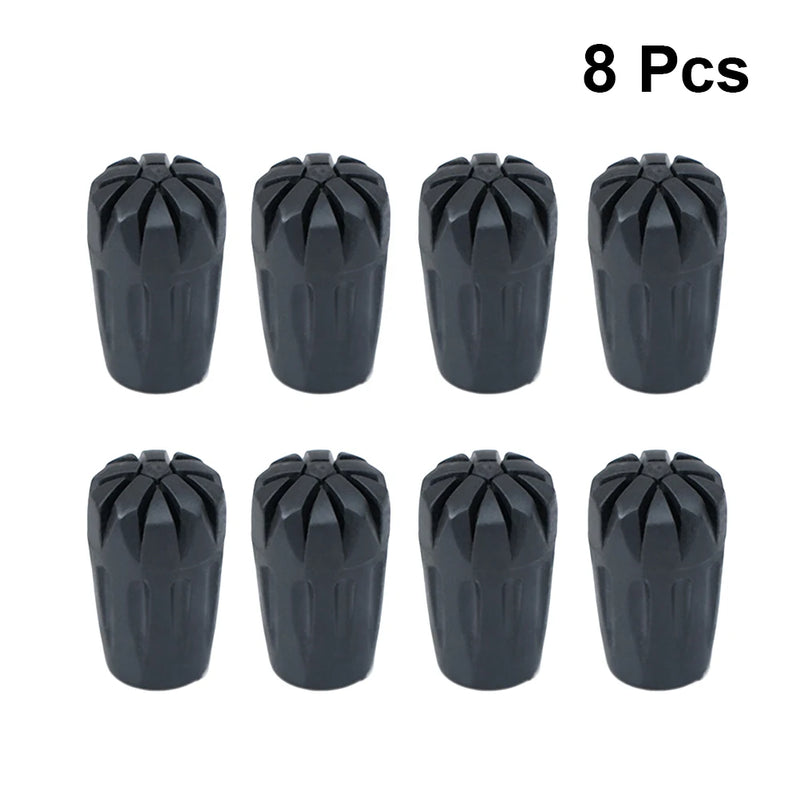 8pcs Trekking Cane Tip Protectors Outdoor Hiking Pole Tip Cover Rubber Walking Stick Head Protect Cap For Climbing Hiking Trips