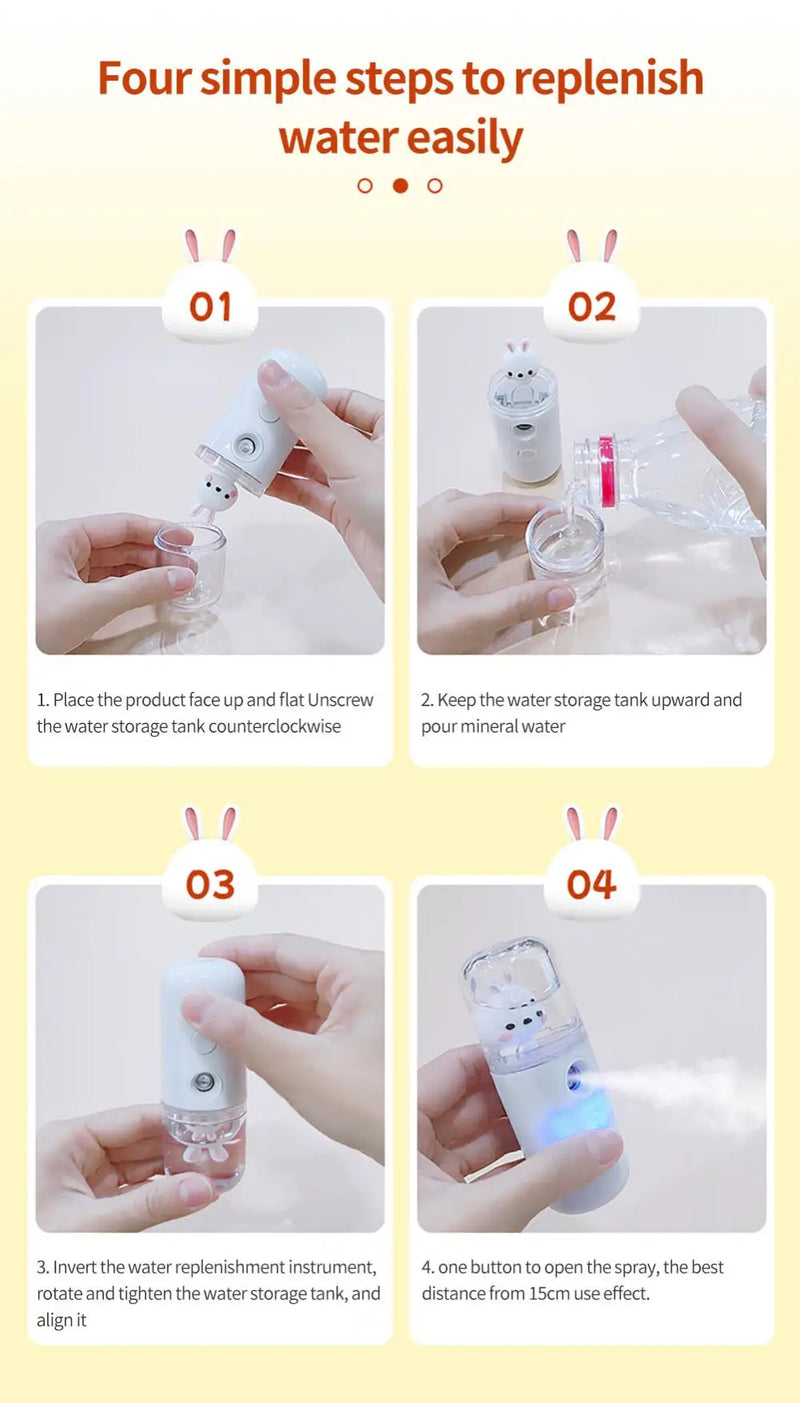 30ml Mini Nano Facial Sprayer USB Nebulizer Face Steamer Beauty Humidifier Portable Face Moisturizing Steamer Skin Care