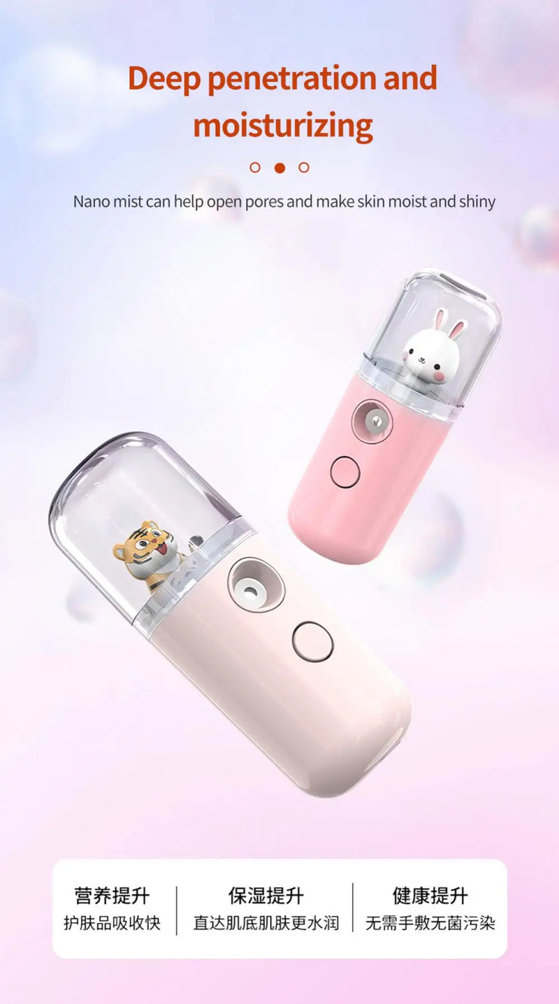 30ml Mini Nano Facial Sprayer USB Nebulizer Face Steamer Beauty Humidifier Portable Face Moisturizing Steamer Skin Care