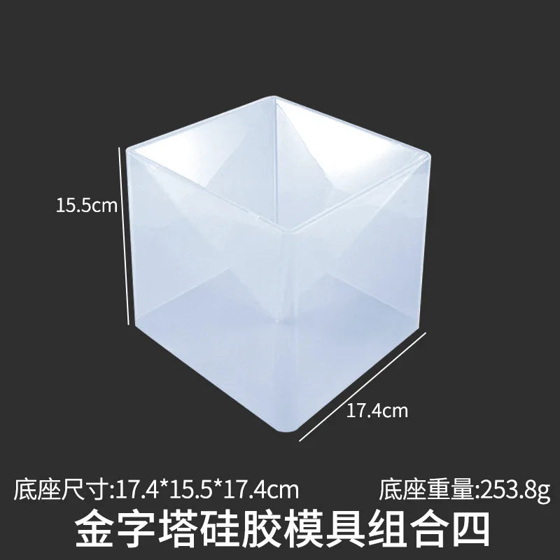 Large Crystal Drop Glue DIY Pyramid Cube Mold Opposite Mirror Energy Tower AB Safety Silicone Material Home Handmade Supplies