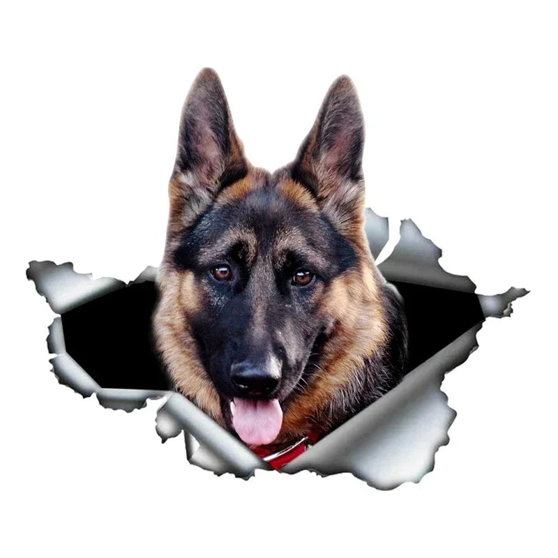 Car Sticker Self-adhesive 3D Decal German Shepherd Pet Dog Sticker Waterproof Auto Decors on Bumper Rear Window Sticker