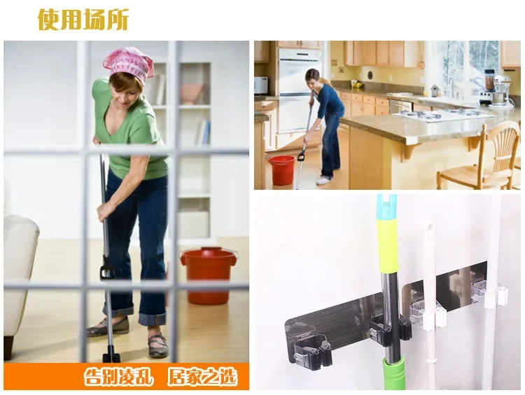 Wall Mounted Mop Organizer Holder Brush Broom Hanger Home Storage Rack Bathroom Suction Hanging Pipe Hooks Household Tools Home