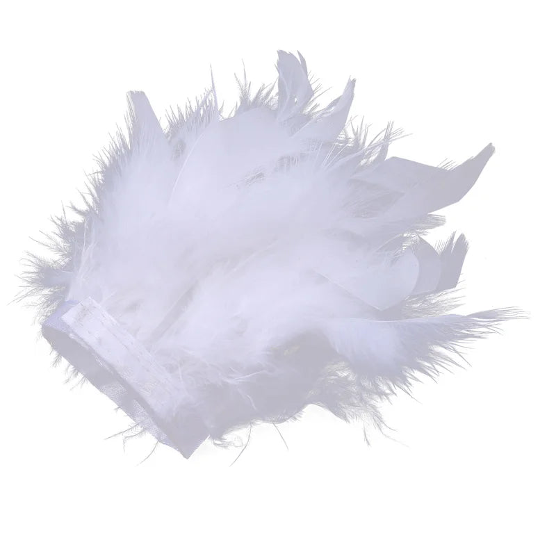 Ostrich Feather Cuff Wrist Sleeve Women Real Fur Ostrich Feather Cuffs Feather Cuff Snap Bracelet Clap On Satin Shirts Elegant