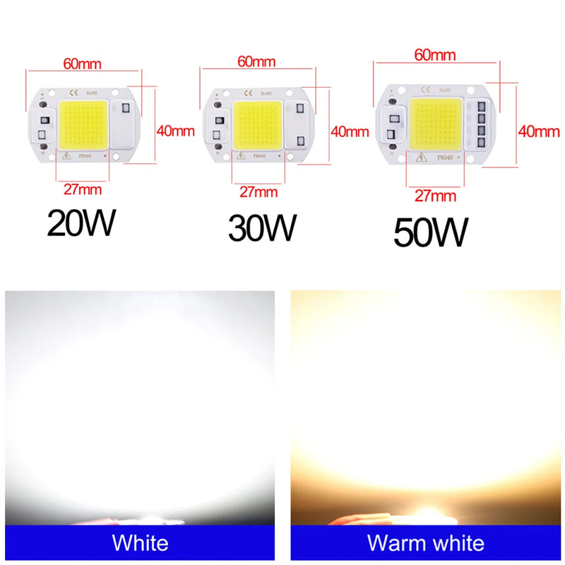 LED COB Chip 20W 30W 50W AC 220V Smart IC No Need Driver LED Lamp Beads  DIY Flood Light Spotlight floodlight outdoor chip light